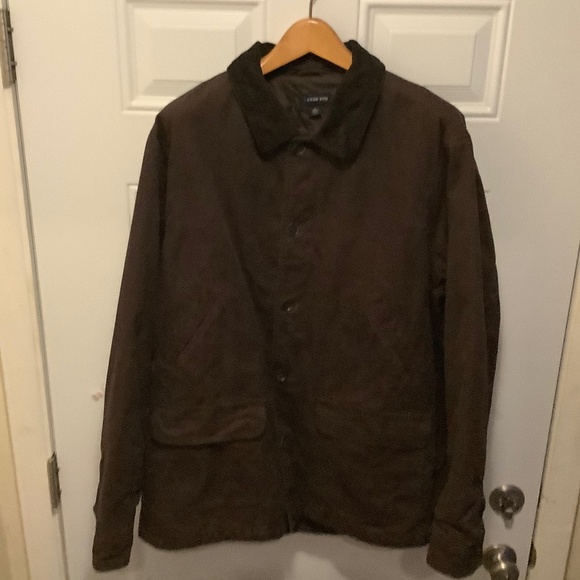Lands’ End Men’s XL Brown Chore/Barn Coat Corduroy Collar Quilted Interior
